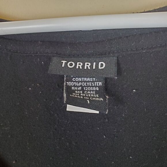 Torrid Star Print Sheer Front Blouse Size 1 - Picture 4 of 6